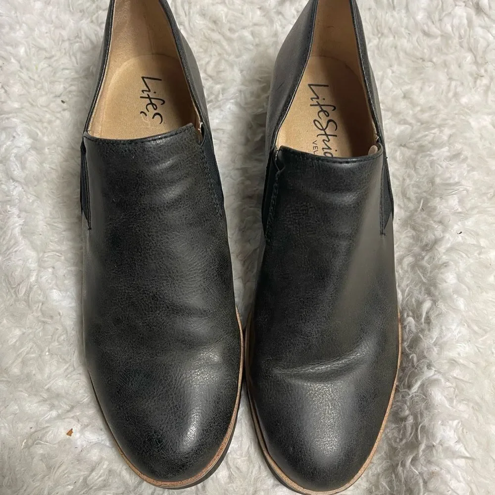 Life Stride Zora Wedge Slip On Shoes Gray/Brown Faux Leather SZ9.5M